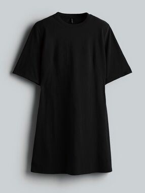 H&M BLACK, SHOULDER-PAD T-SHIRT DRESS LARGE